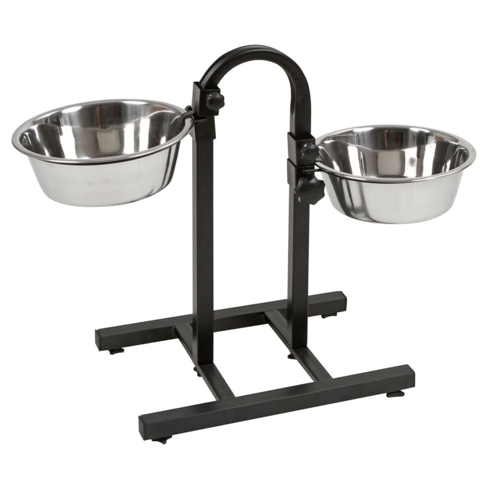 Mangeoires d'animaux de compagnie et support réglable 52 cm noir