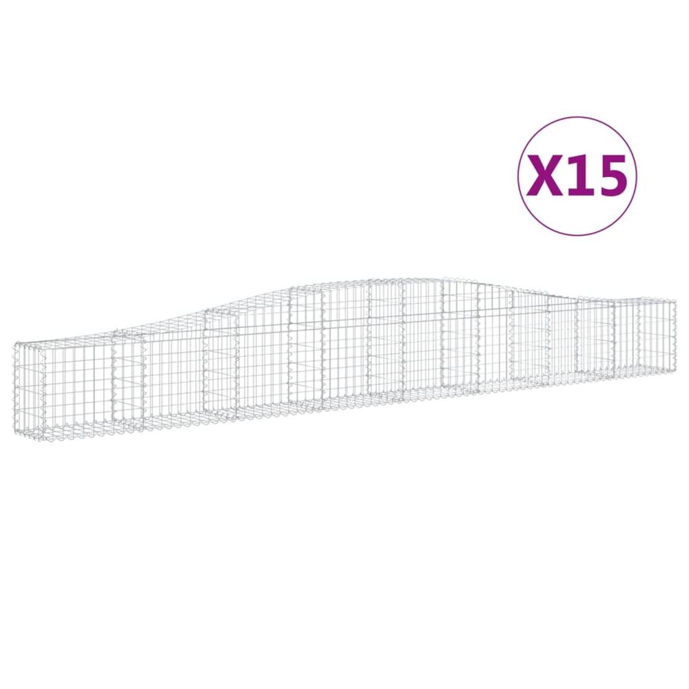 Paniers à gabions arqués 15 pcs 400x30x40/60 cm fer galvanisé