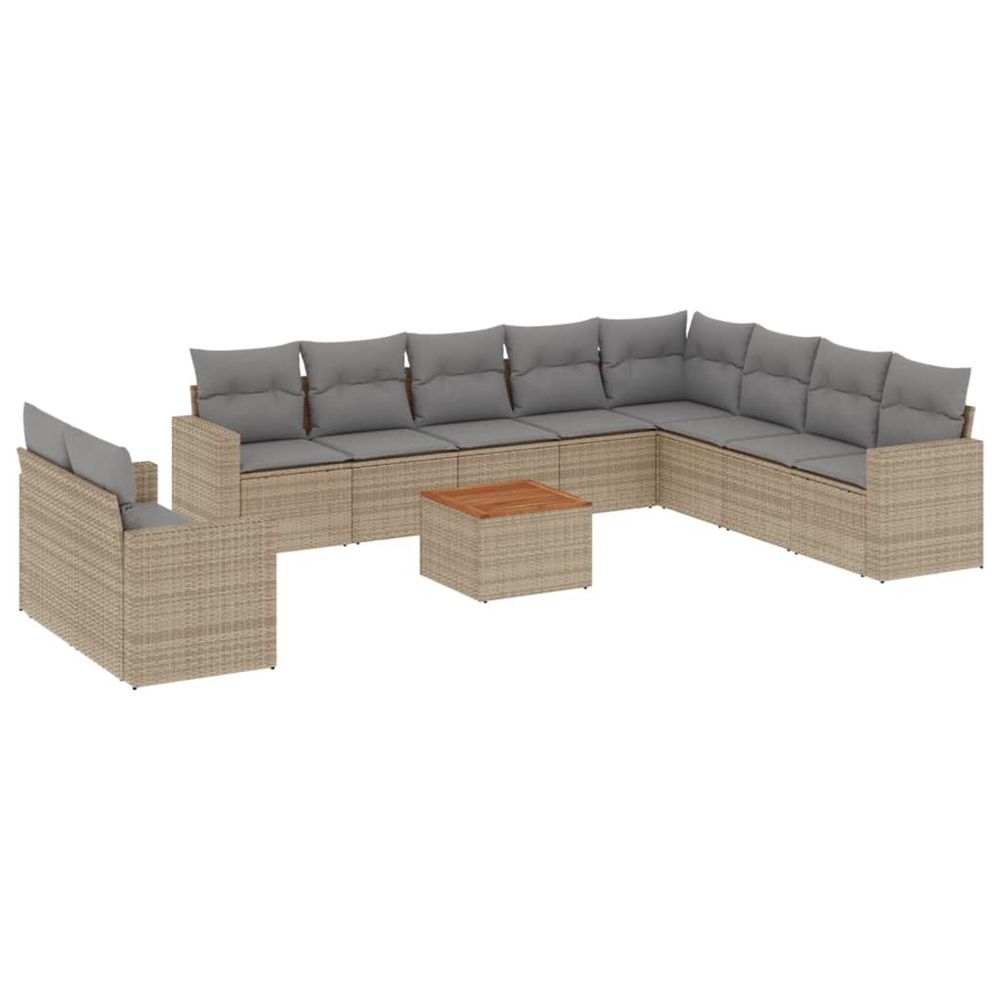 Salon de jardin 11 pcs avec coussins beige résine tressée