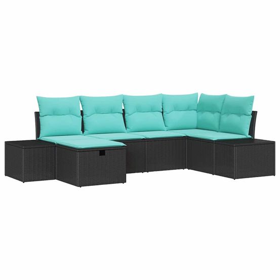 Ensemble de canapé de jardin 6 pc noir polyrotin