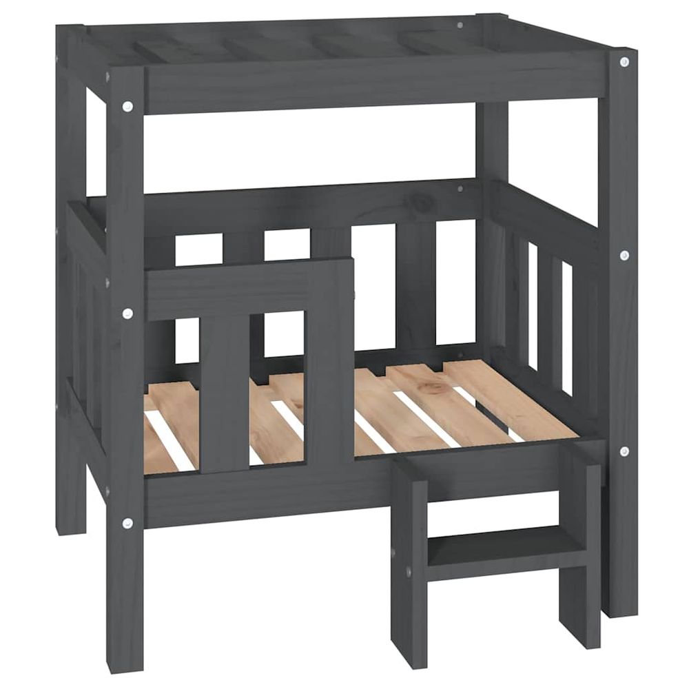 Lit pour chien gris 65,5x50,5x70 cm bois de pin solide