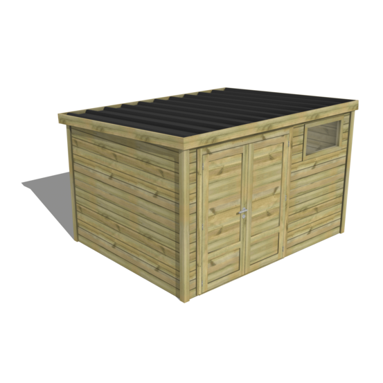 Abri de jardin bois pin traité autoclave 27mm - essentiel - 3,44x2,64m / 9m2 - bac acier - abri français