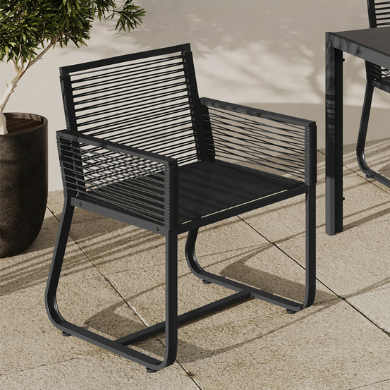 Lot de 2 fauteuils de jardin odessa métal et cordage noir