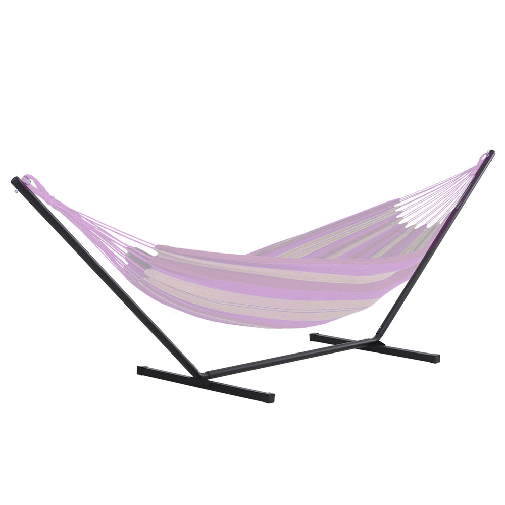 Support métallique pour hamac avec crochets 360×92×112cm charge 120kg extérieur