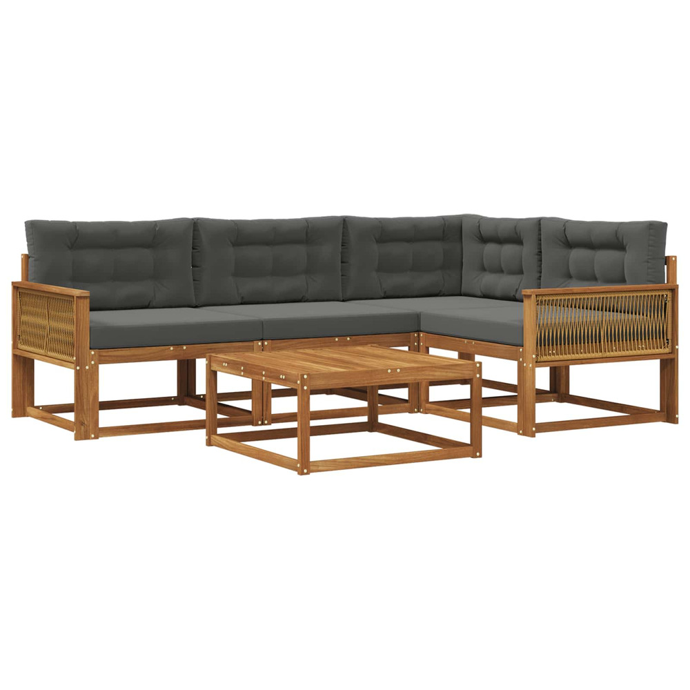 Ensemble de canapés d'extérieur 5 pcs naturel et anthracite
