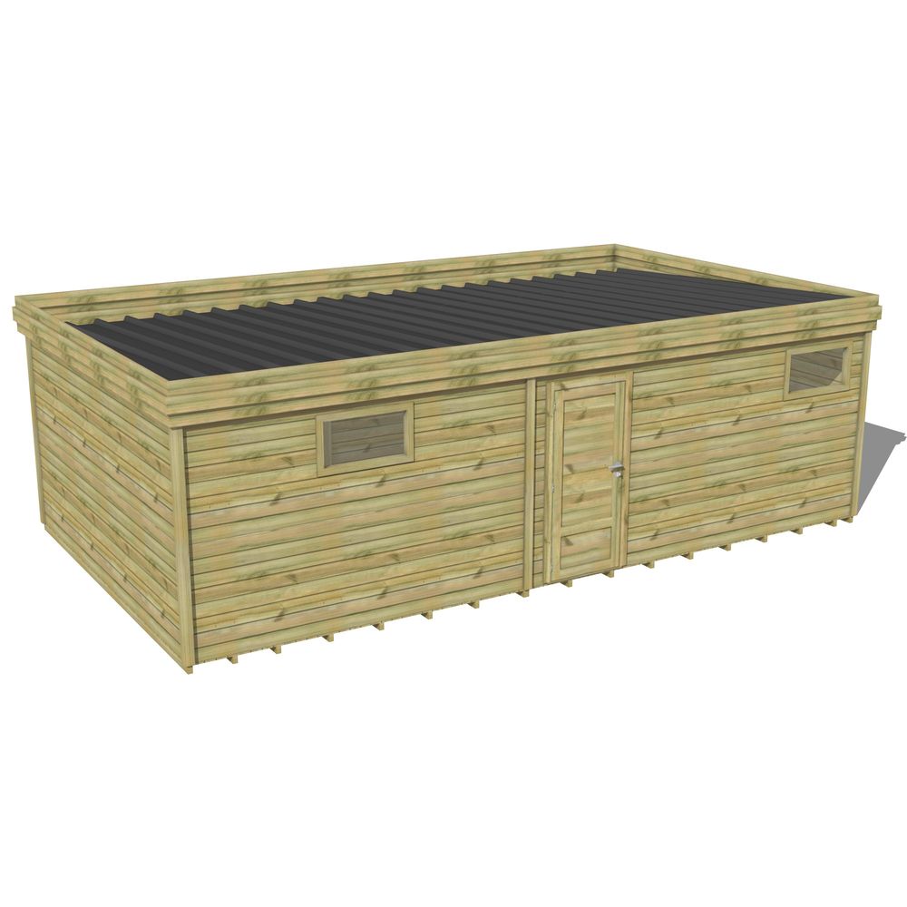 Abri de jardin bois pin traité autoclave 27mm - 7,695x4,34m / 33m2 - bac acier - plancher bois