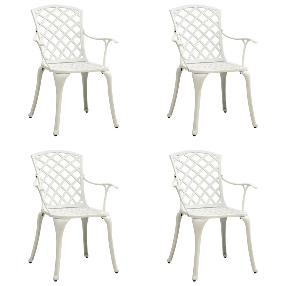 Chaises de jardin lot de 4 aluminium coulé blanc
