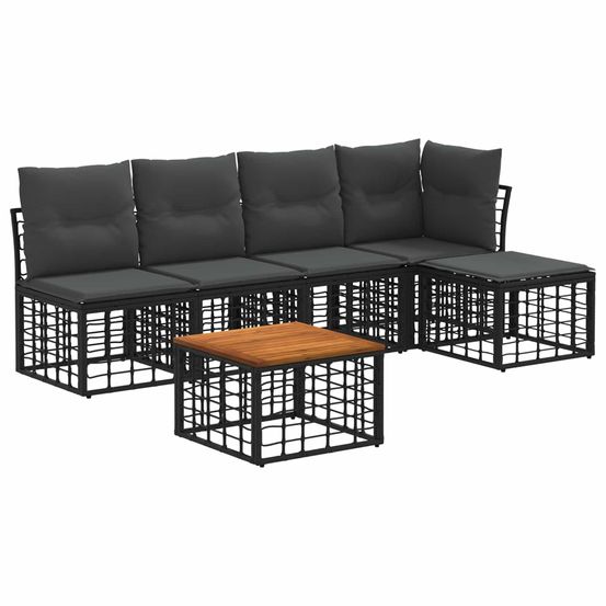 Ensemble de canapés d'extérieur 6 pc noir et gris foncé