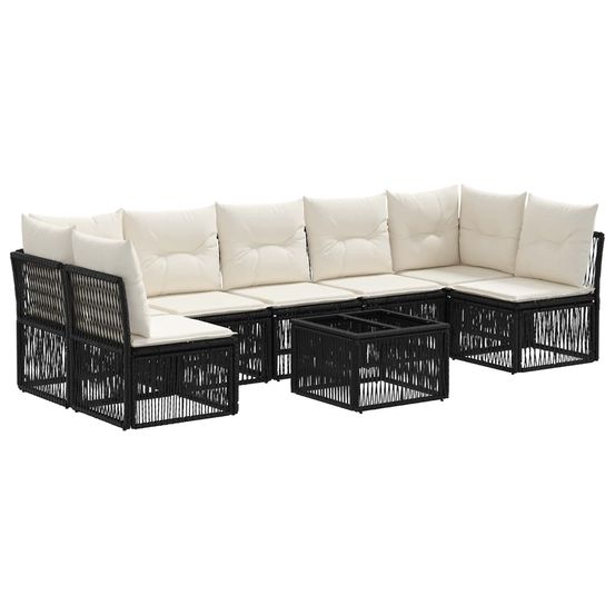 Ensemble de canapé de jardin 8 pc noir polyrotin