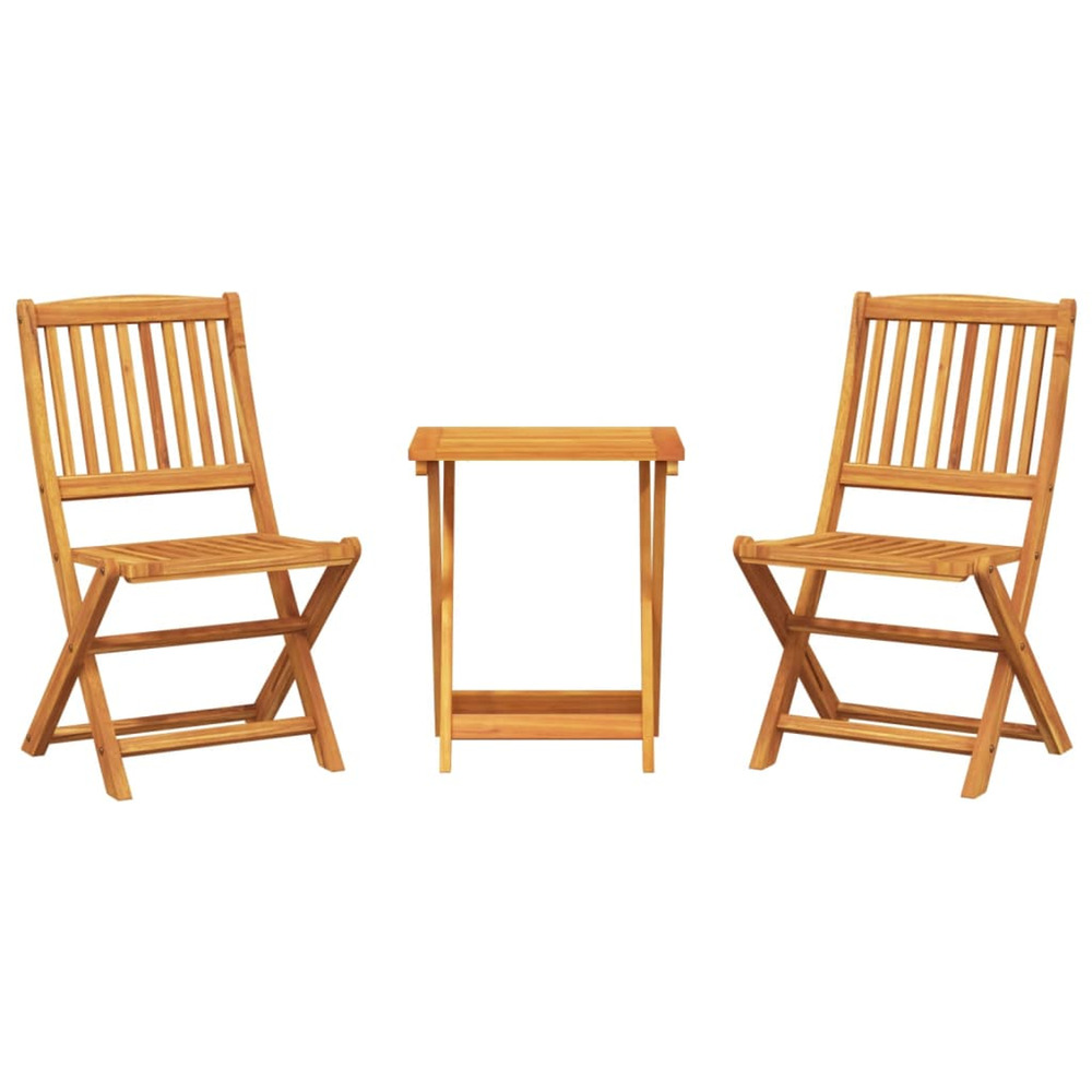Ensemble à manger de jardin pliable 3 pcs bois d'acacia massif
