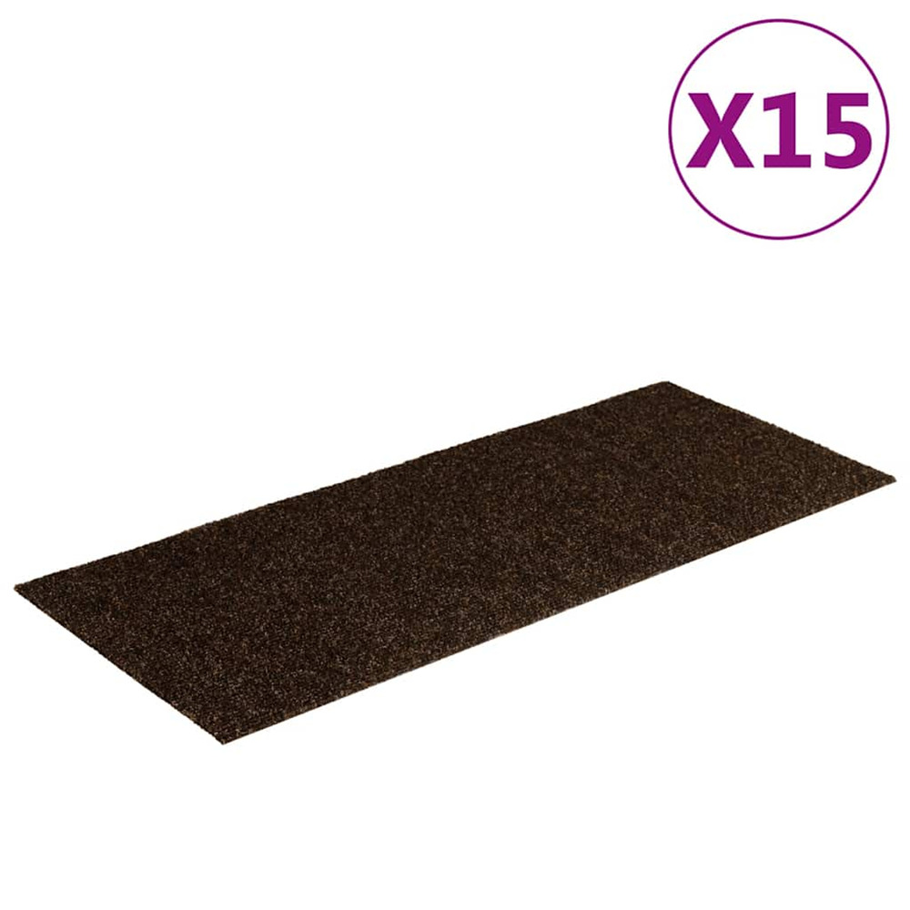 Tapis d'escalier autocollants 15 pièces 60 x 25 cm marron rectangulaire