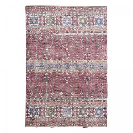 Tapis de salon 130x200 lyn11 vintage a rouge clair, facile d'entretien