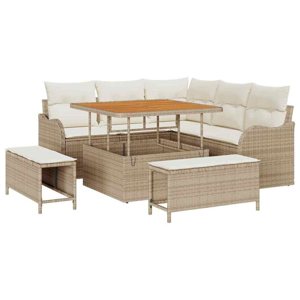 Ensemble de canapé de jardin 8 pc beige polyrotin