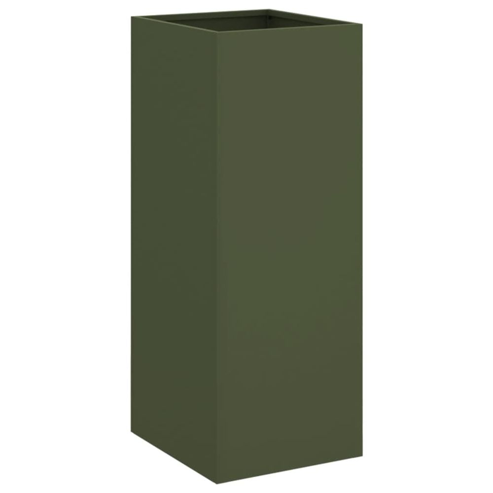 Jardinière d'extérieur vert olive 32x29x75 cm acier