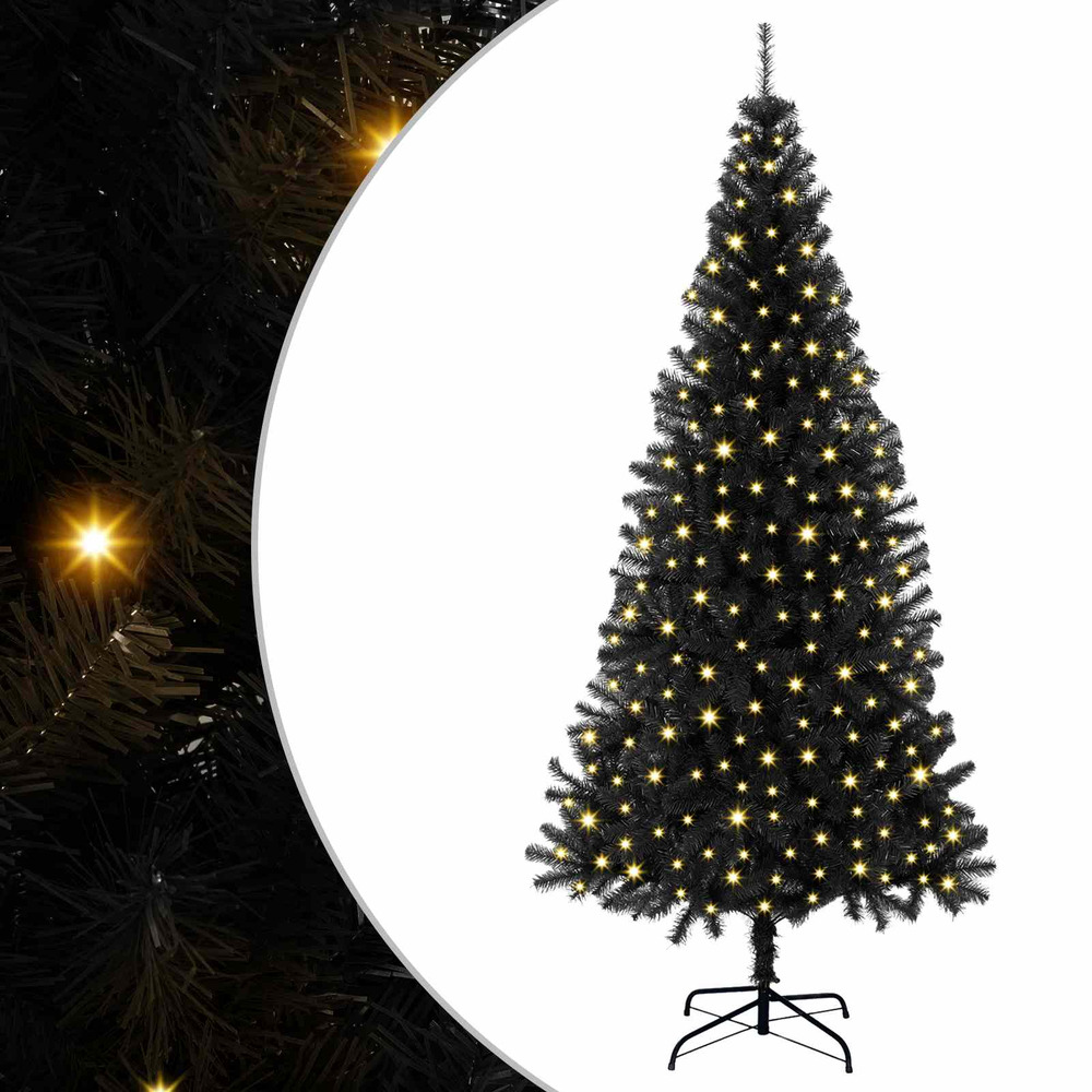 Sapin de noël avec 300 led avec support noir 180 cm pvc