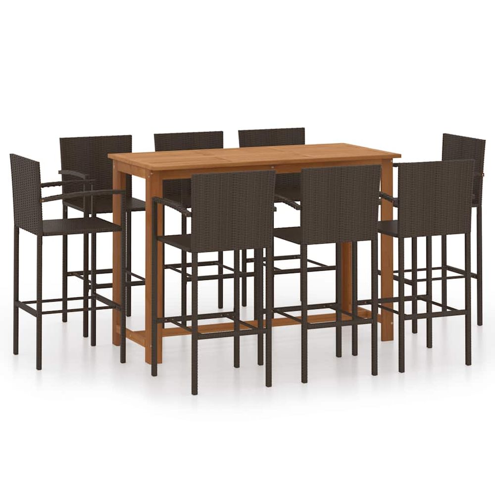 Ensemble de bar de jardin 9 pcs marron