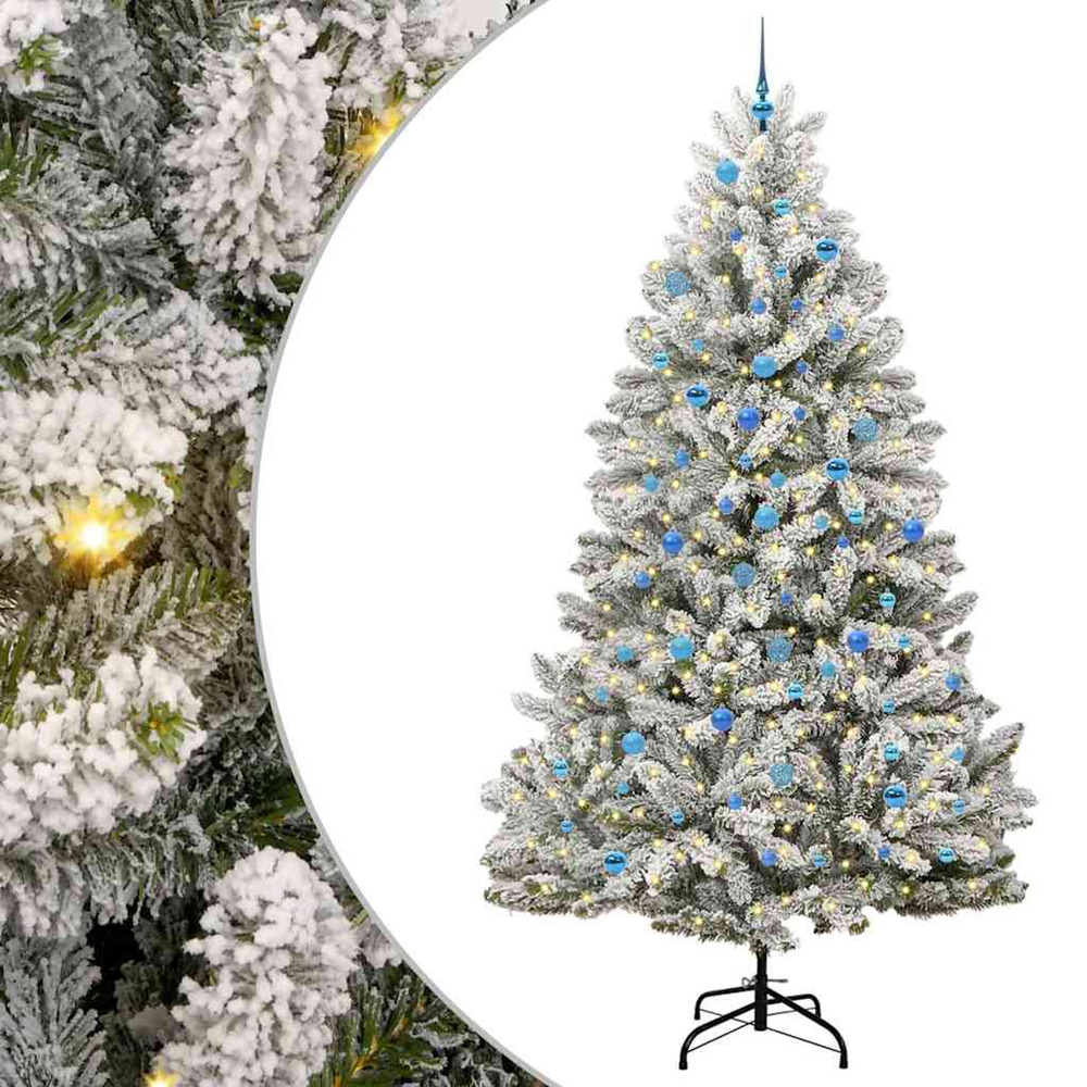 Sapin de noël artificiel vert et blanc 240 cm pvc et métal