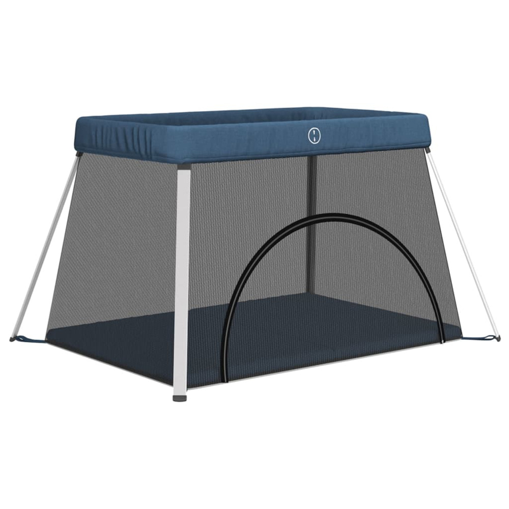 Parc pour bébé avec matelas bleu marine tissu de lin