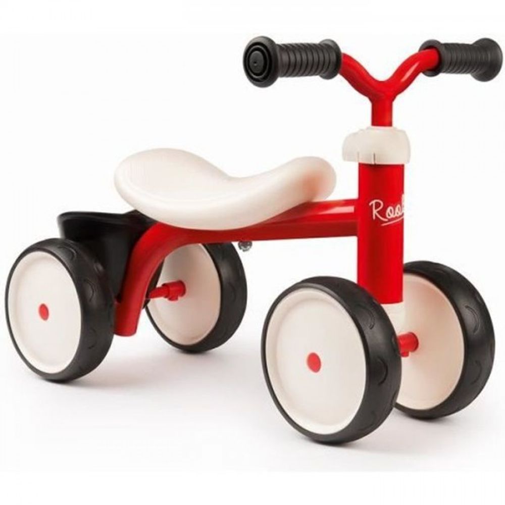 Porteur trotteur métal rookie - rouge - smoby - pour enfant des 12 mois - 4 roues silencieuses et poignée de transport