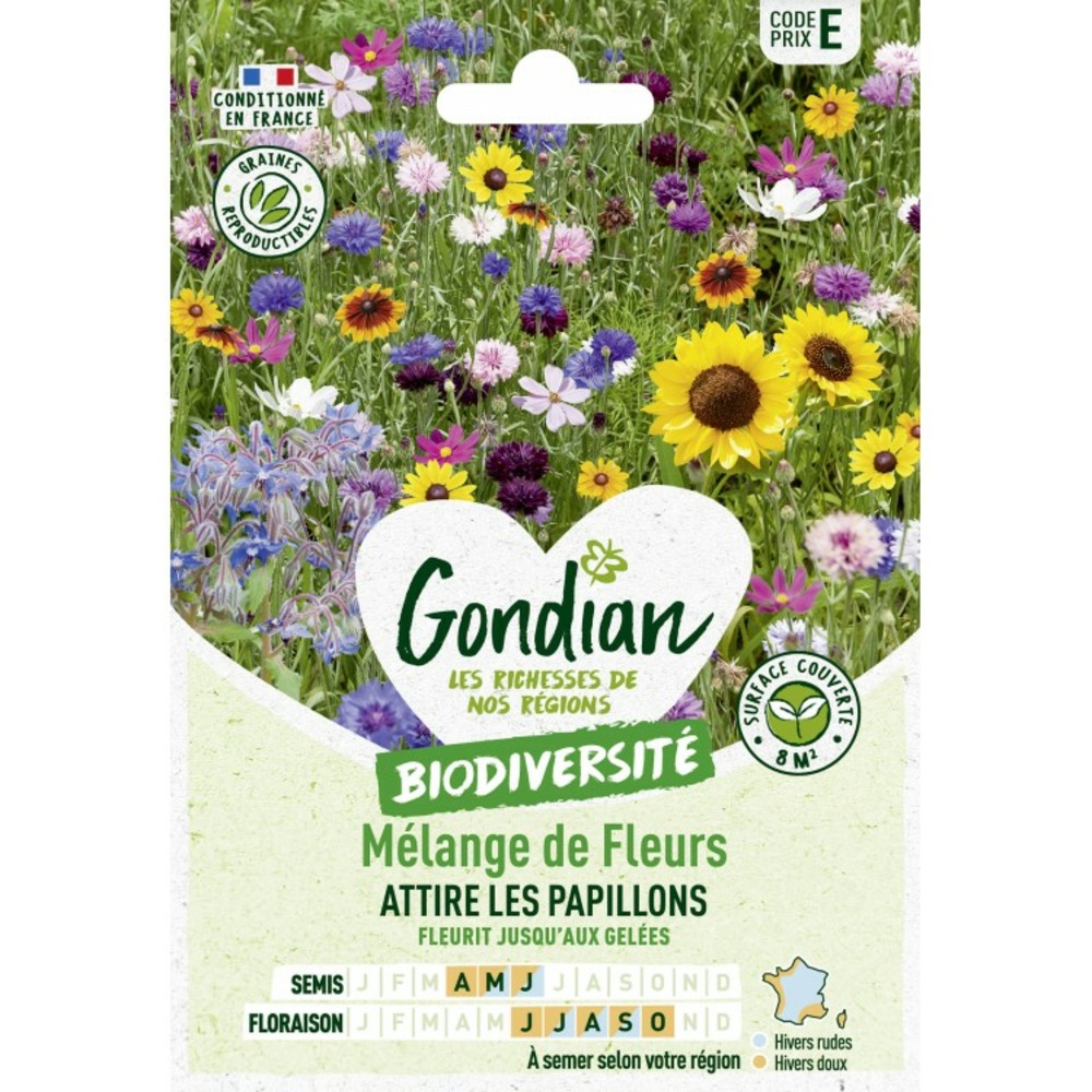 Melange de fleurs attire les papillons