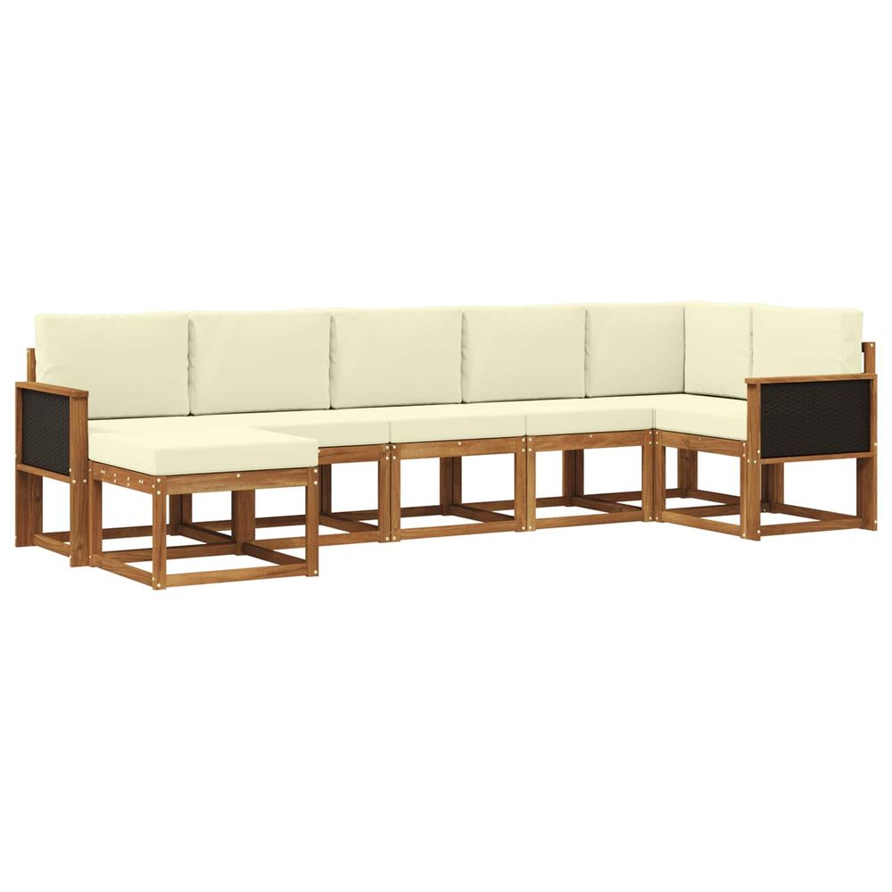 Ensemble de canapés d'extérieur 7 pc naturel et crème polyester