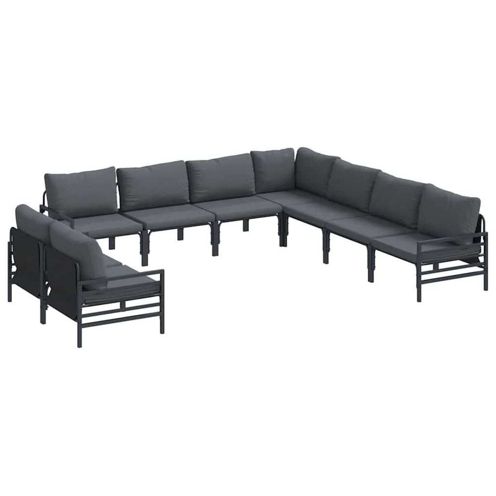 Ensemble de canapé de jardin avec coussin 9 pcs noir acier
