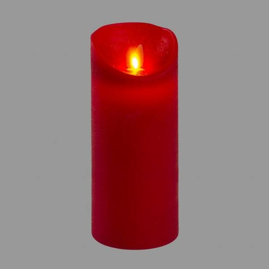 Bougie led en cire rouge flamme vacillante à piles h18cm timer blanc chaud lotti