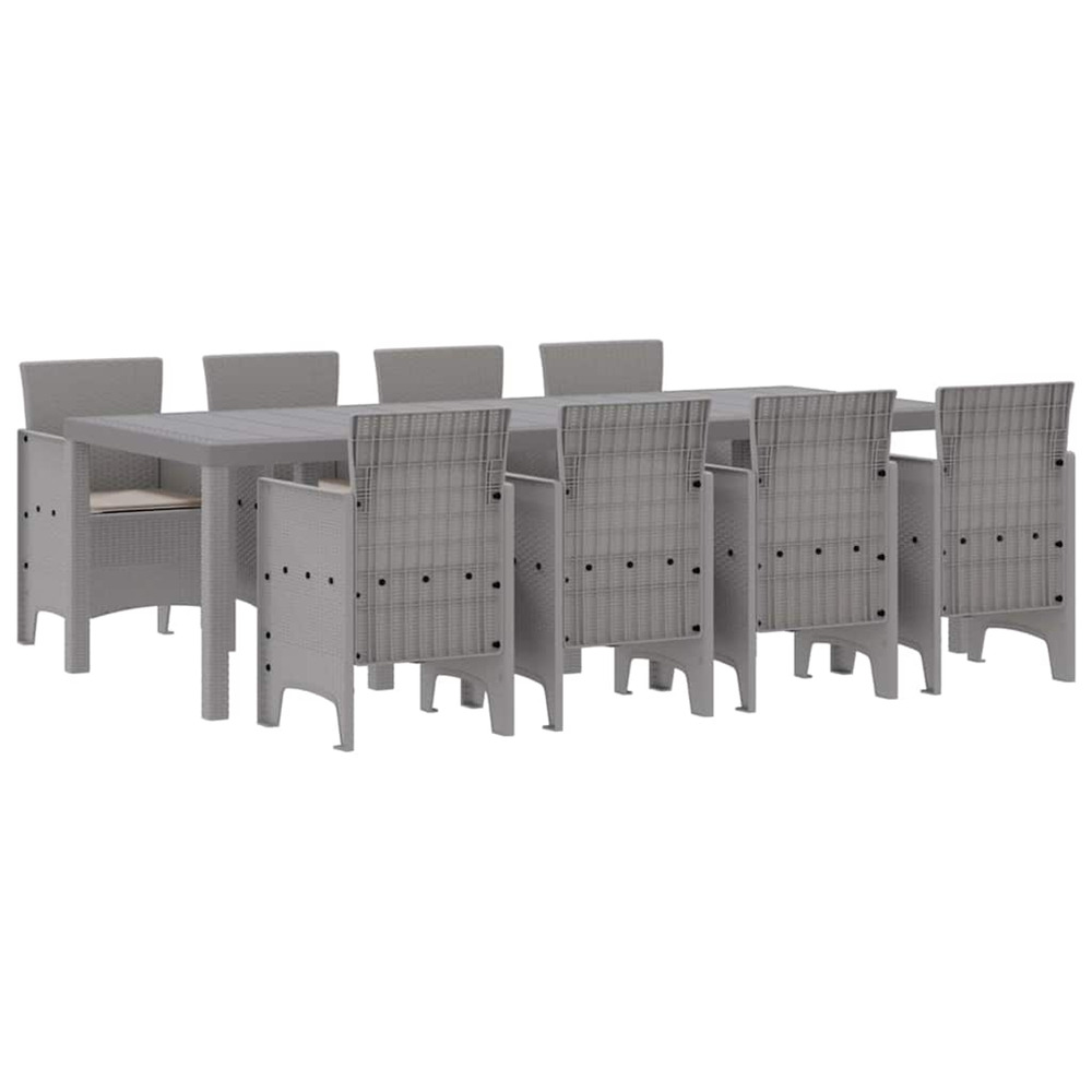 Ensemble de salle à manger pour jardin 9 pcs blanc rattan polt