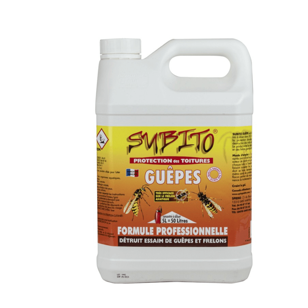 Insecticide guêpes & frelons 5l – protection toitures subito (jusqu'à 1500 m²)