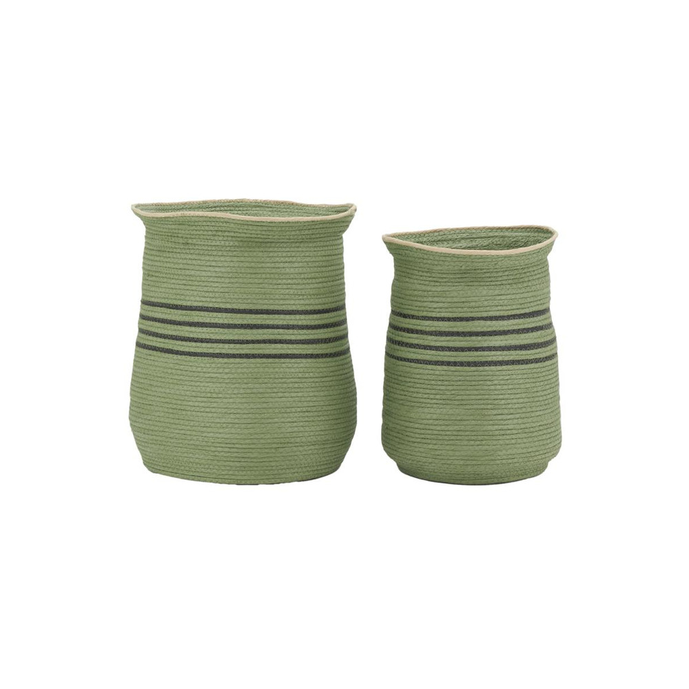 Cache-pots en jonc vert (lot de 2)