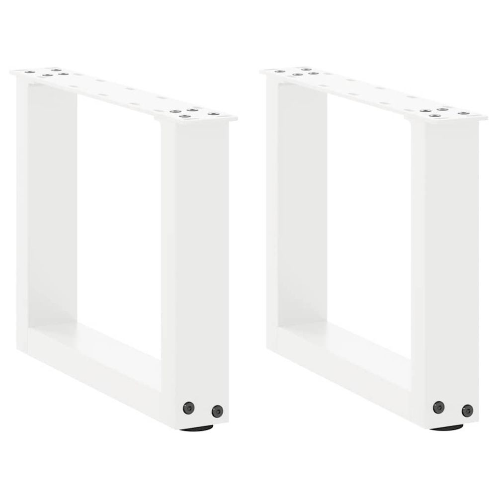 Pieds de table basse en u 2 pièces blanc 30 x (30-31) cm acier