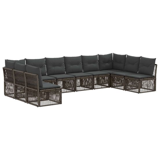 Ensemble de canapé de jardin 10 pc gris polyrotin