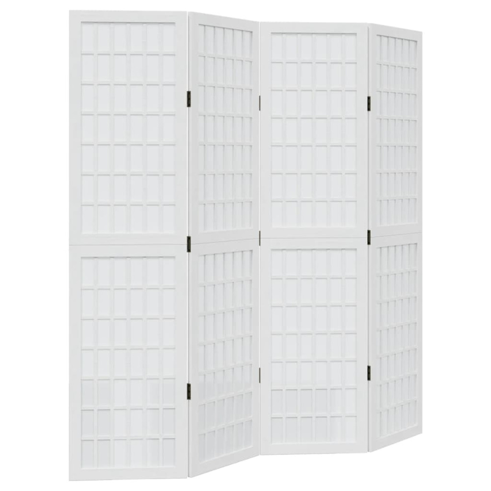 Cloison de séparation 4 panneaux blanc bois de paulownia massif