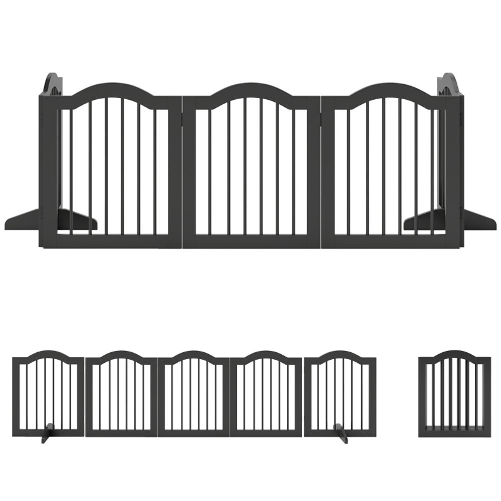 Barrière de sécurité pour chien autoportante pliable en bois 5 panneaux noir – comfortxl outdoor living