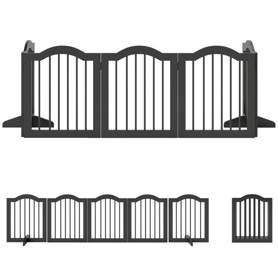 Barrière de sécurité pour chien autoportante pliable en bois 5 panneaux noir – comfortxl outdoor living