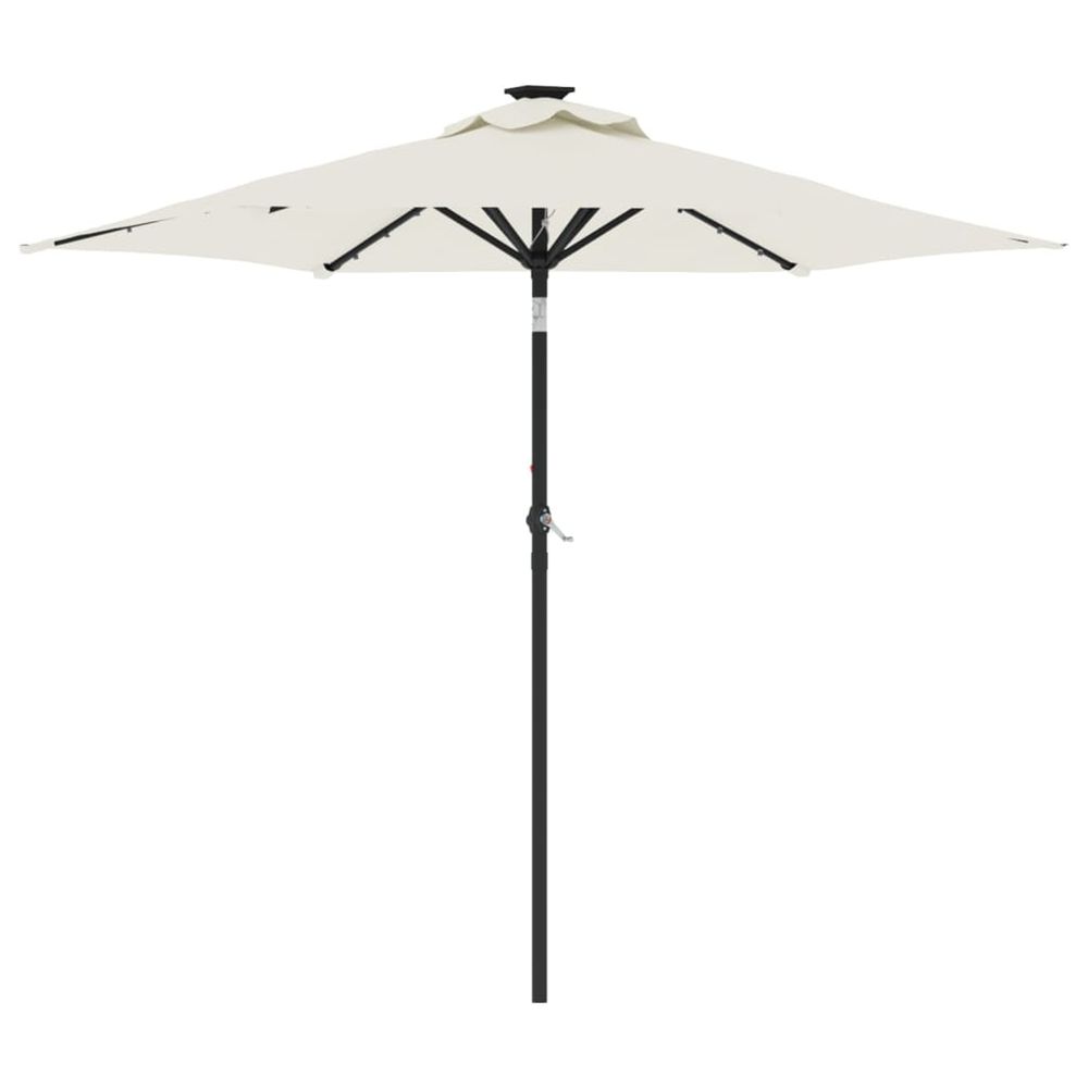 Parasol de jardin avec led et mât en acier blanc 225x225x212 cm