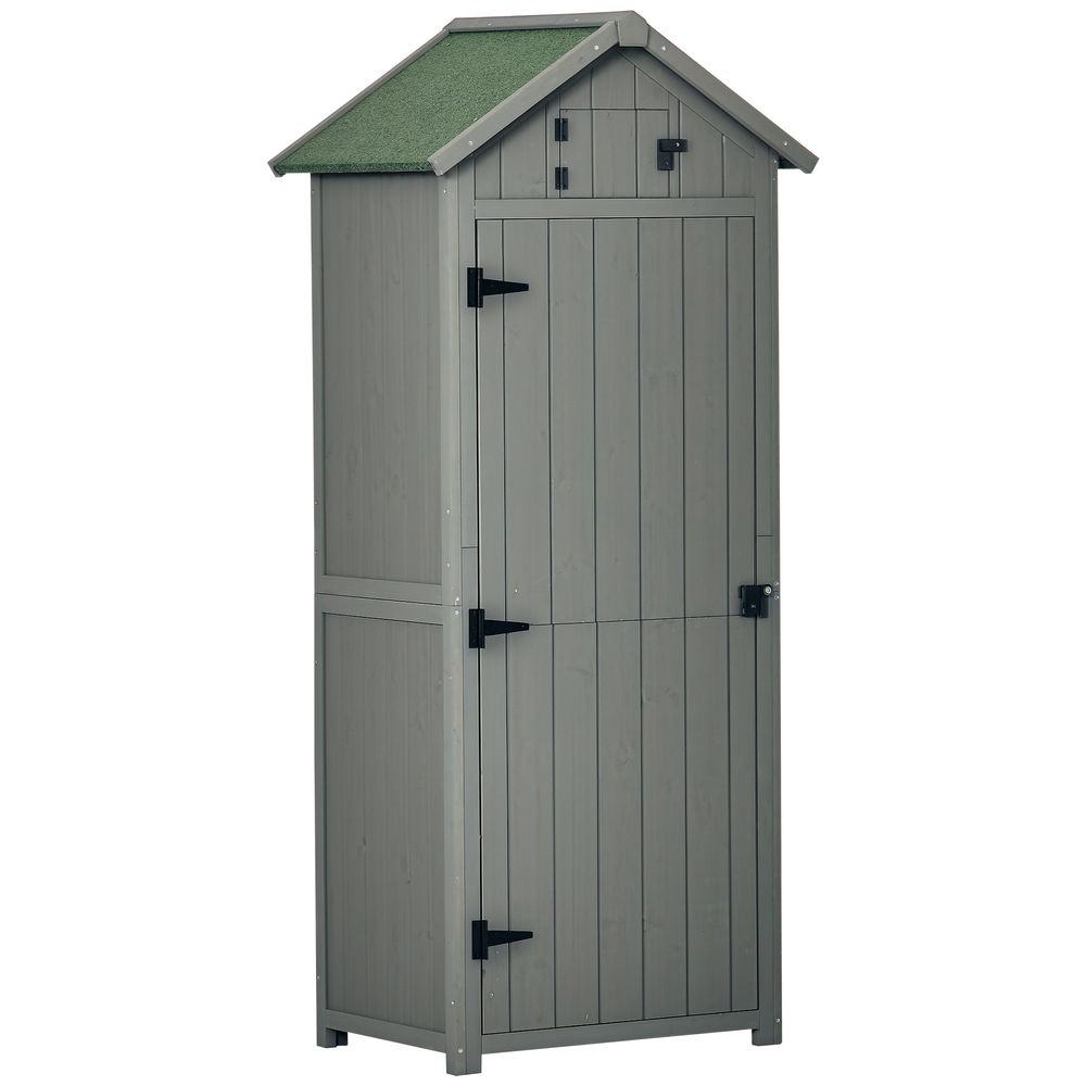 Armoire de jardin bois extérieur 3 étagères double porte 77x54x179cm gris - comfortxl outdoor living