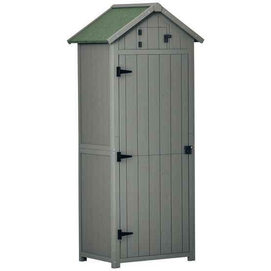Armoire de jardin bois extérieur 3 étagères double porte 77x54x179cm gris - comfortxl outdoor living