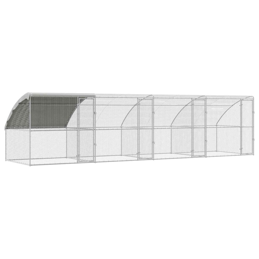 Cage à poules 4 pc argenté 800 x 200 x 200 cm acier et pe
