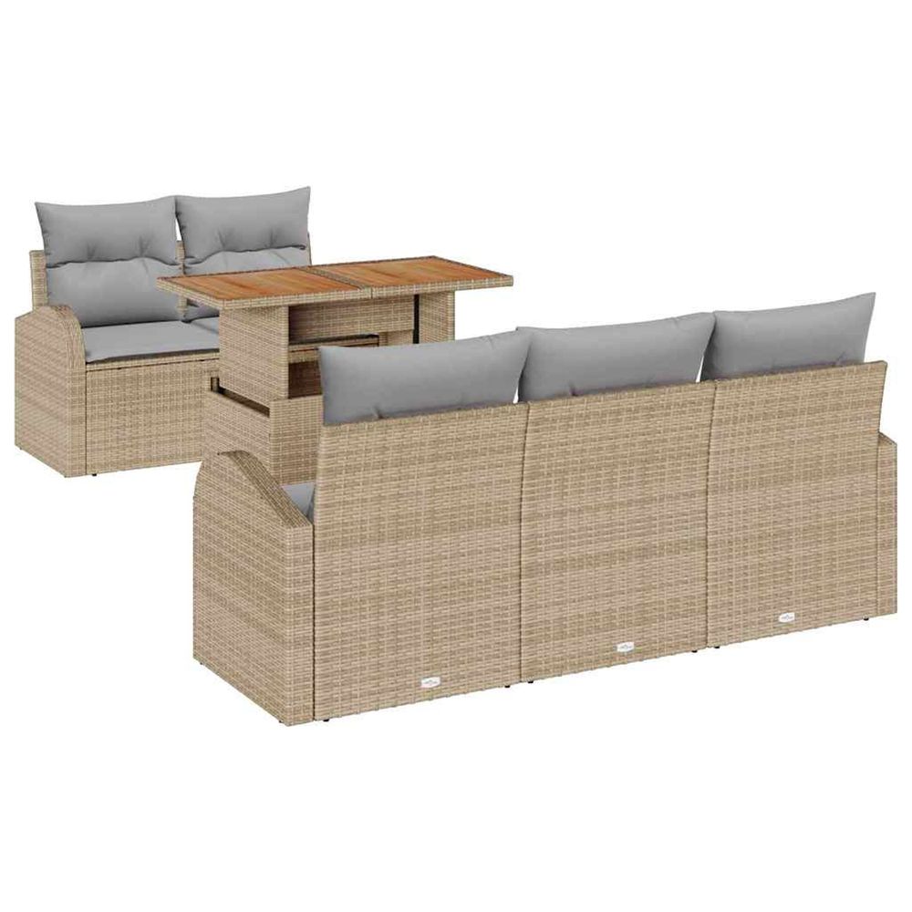 Ensemble de canapé de jardin 6 pc beige et gris clair