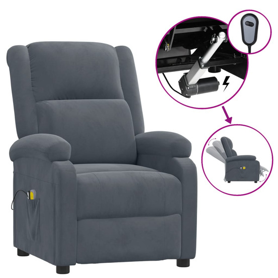 Fauteuil électrique de massage gris foncé velours