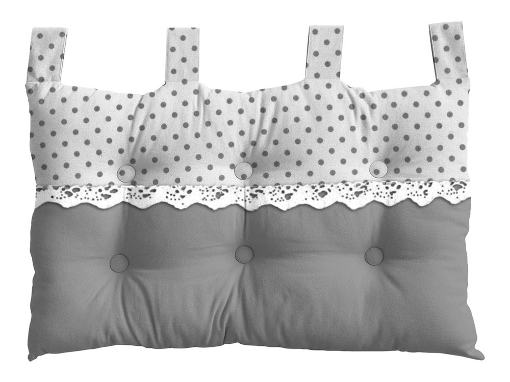 Tête de lit charme galon dentelle gris 70 x 45 cm