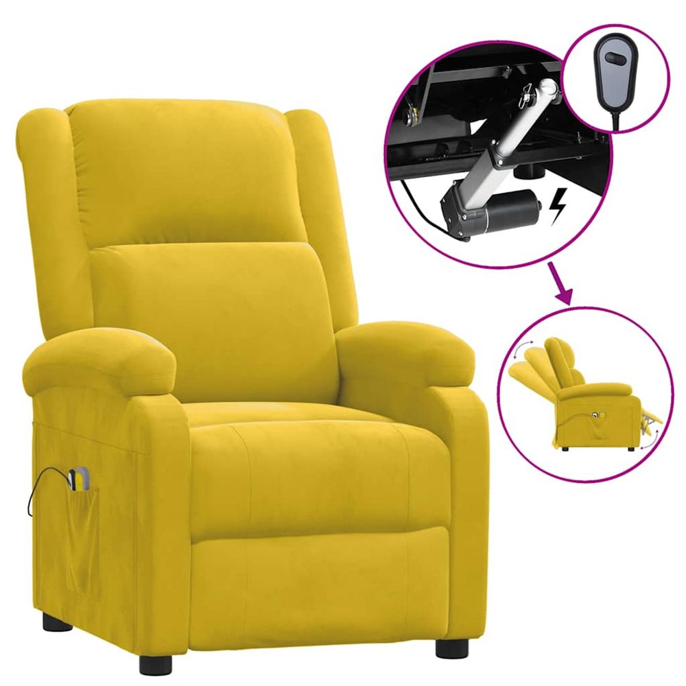 Fauteuil électrique de massage jaune velours