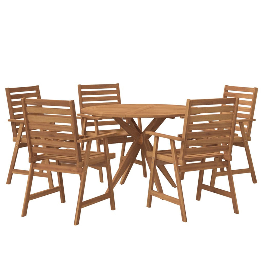 Ensemble à manger de jardin 6 pcs bois d'acacia solide