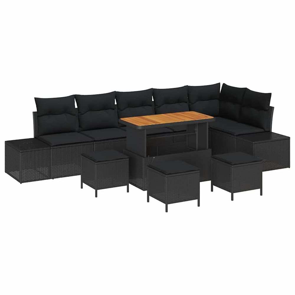 Ensemble de canapé de jardin 10 pc noir polyrotin