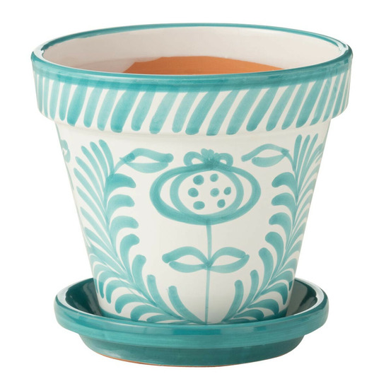 Pot avec soucoupe en céramique