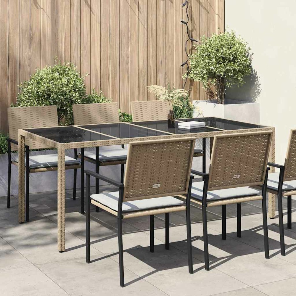 Table de jardin beige 190 x 90 x 75 cm polyrotin