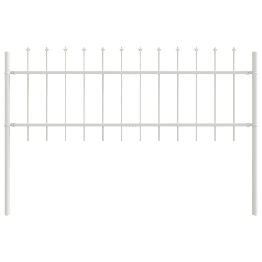 Clôture de jardin blanche avec sommet en lance 1,7x0,6 m en acier