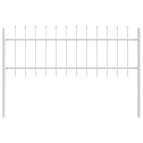 Clôture de jardin blanche avec sommet en lance 1,7x0,6 m en acier