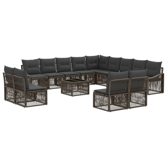 Ensemble de canapé de jardin 14 pcs gris polyrotin